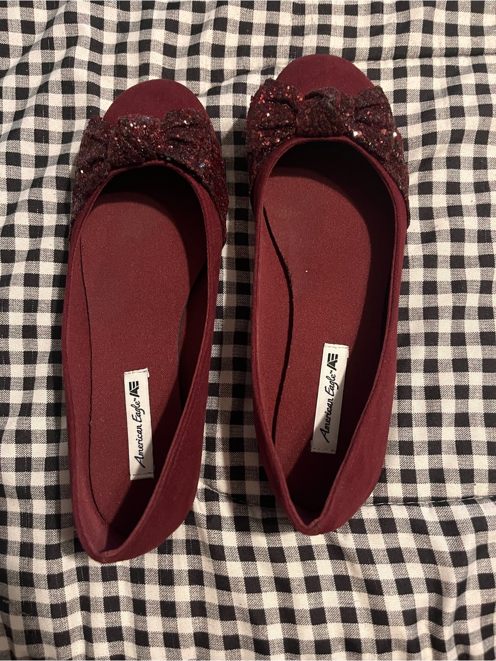 American Eagle Outfitters Wine Bow Ballet Flats size 7